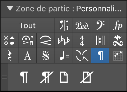 Figure. Symboles de sauts de page et de ligne dans la palette des symboles