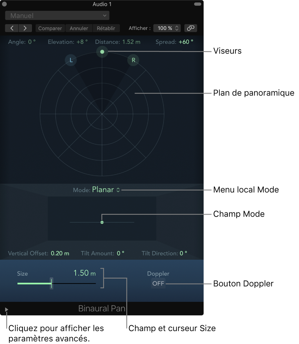 Figure. Fenêtre Binaural Panner.