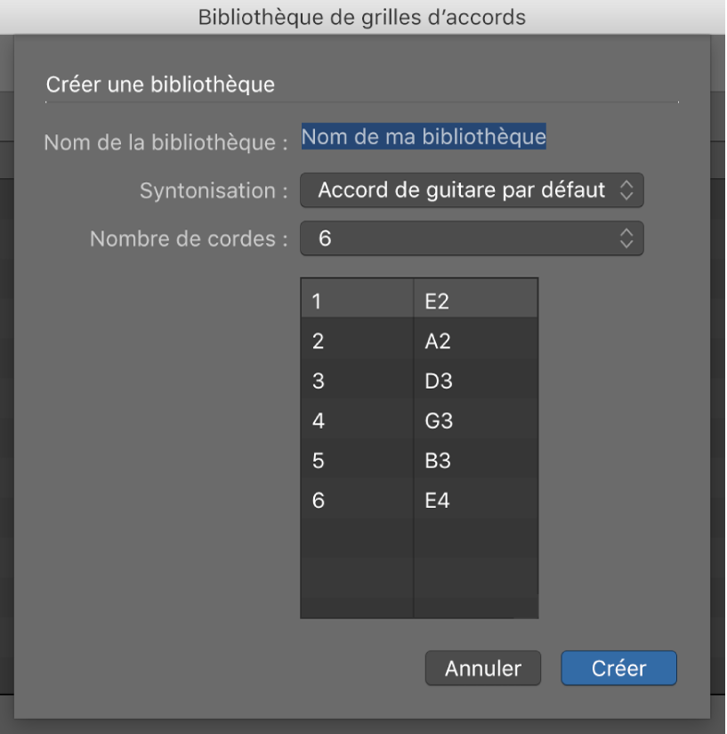 Figure. Zone de dialogue de création de bibliothèque