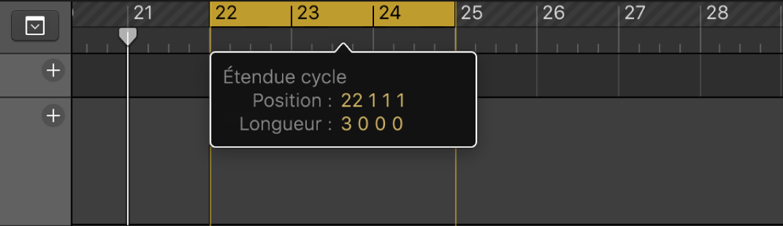 Figure. Glissement de la zone de lecture en boucle sur un marqueur.