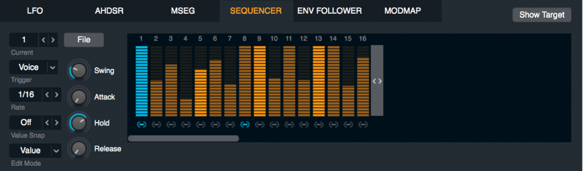 Figure. Tableau de bord du séquenceur de modulation.