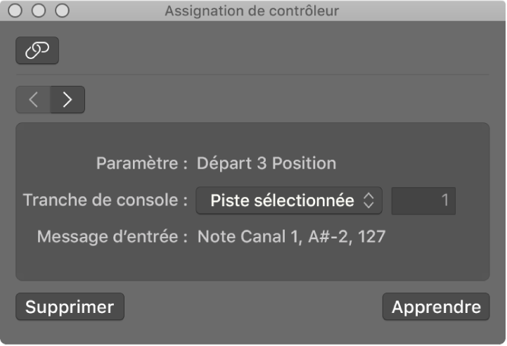 Figure. Fenêtre des assignations de contrôleur en mode de présentation simplifiée.