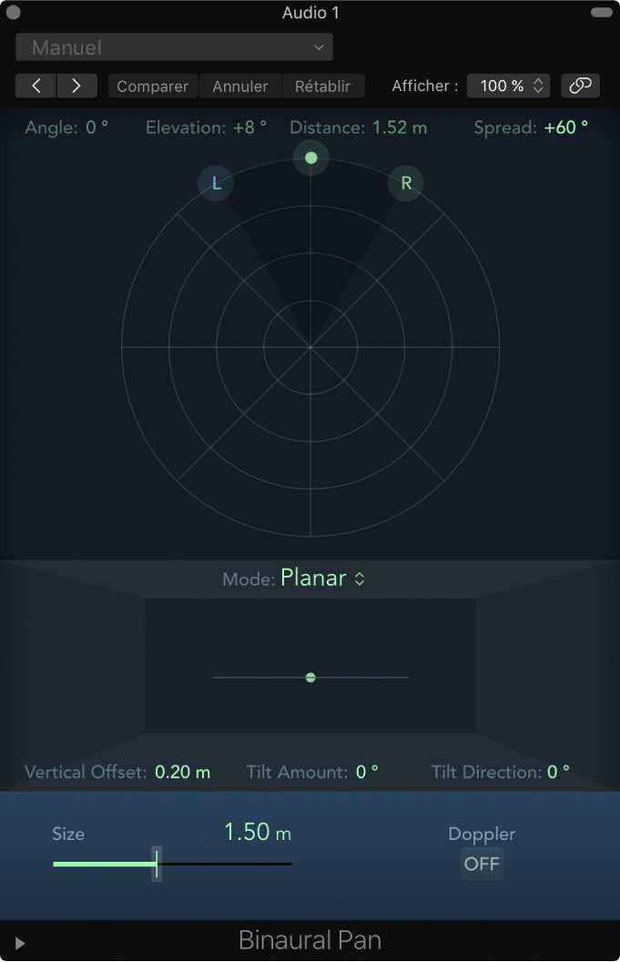 Figure. Fenêtre Binaural Panner.