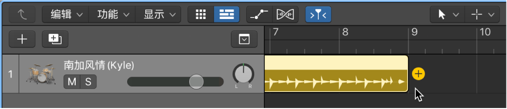 图。点按添加 (+) 按钮来创建新的鼓手片段。