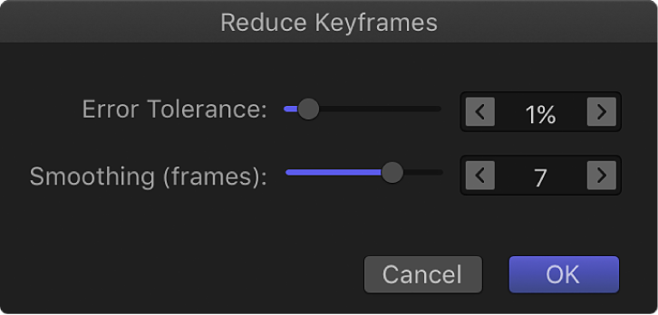 Reduce Keyframes dialog