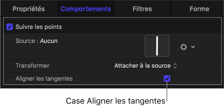 Case Aligner les tangentes