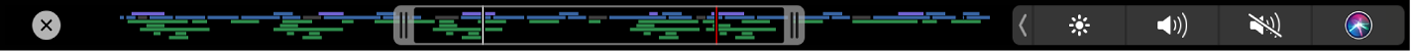 The Touch Bar showing the Timeline Navigation slider, with handles for setting the portion of the project that’s visible in the timeline