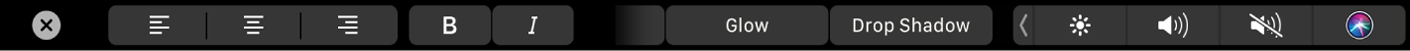 La Touch Bar con controles para ajustar la alineación, el estilo y la apariencia del texto