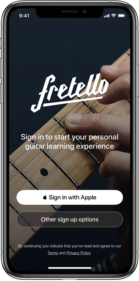 An app that displays a Sign in with Apple button.