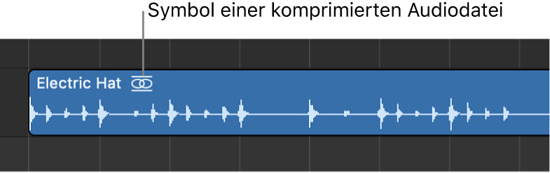 Abbildung. Audioregion mit Symbol für komprimierte Audiodatei rechts neben Regionsnamen