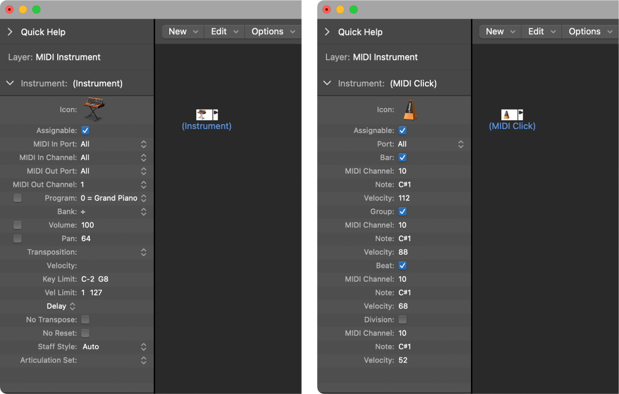 Figure. Environment window showing parameters in the Object inspector.