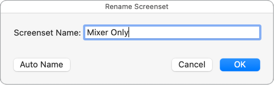 Figure. Rename Screenset dialog.