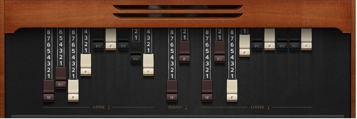 Figure. Vintage B3 Drawbar controls.