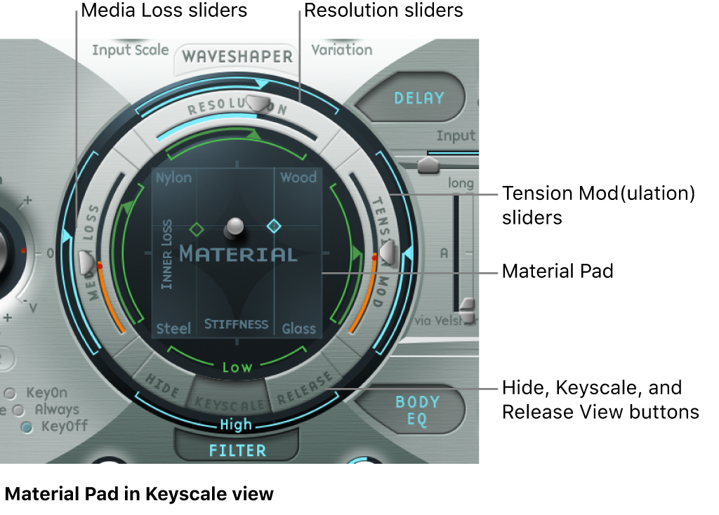 Figure. Material Pad in Keyscale view.