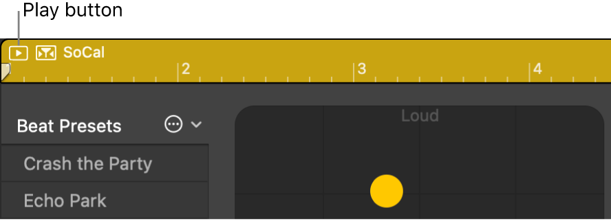 Figure. Play button in the Drummer Editor.