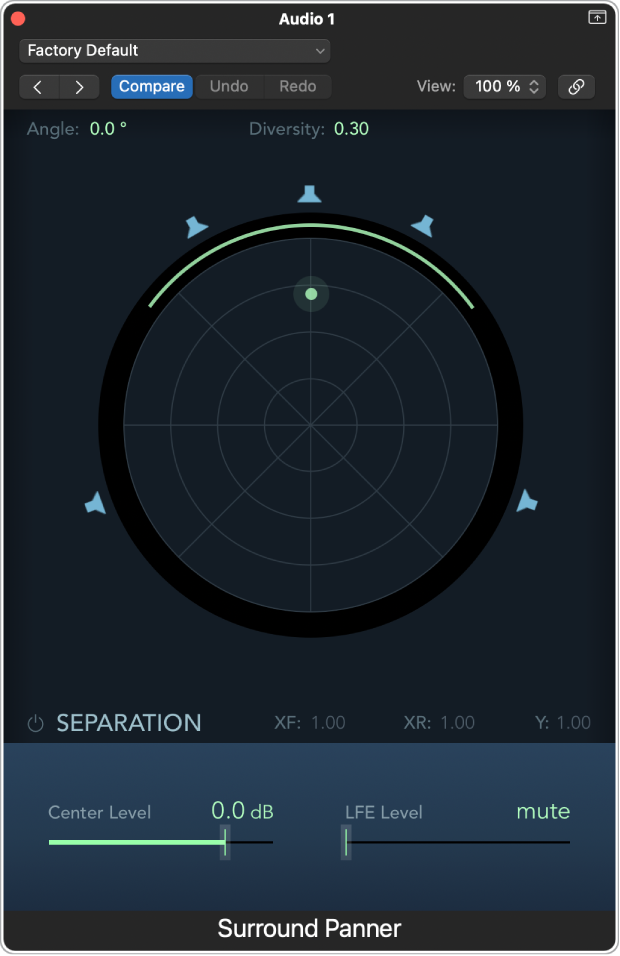 Figure. Mono to Surround Panner window.