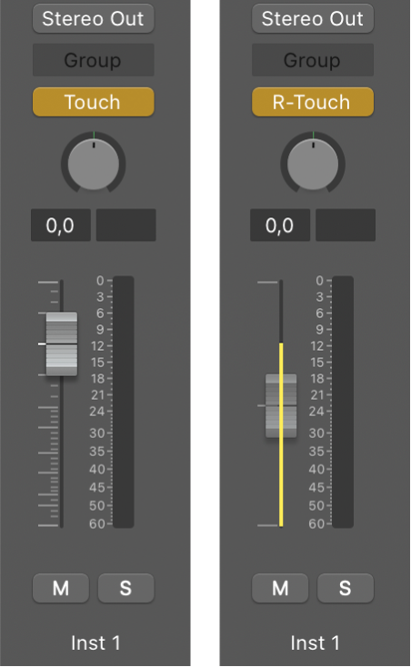 Ilustración. Fader Volumen con el modo “Relative Touch”.