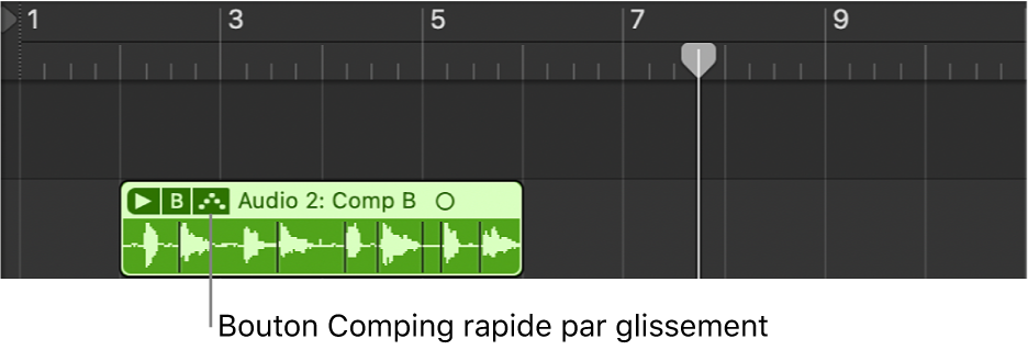 Figure. Pointeur placé sur le bouton « Comping rapide par glissement ».