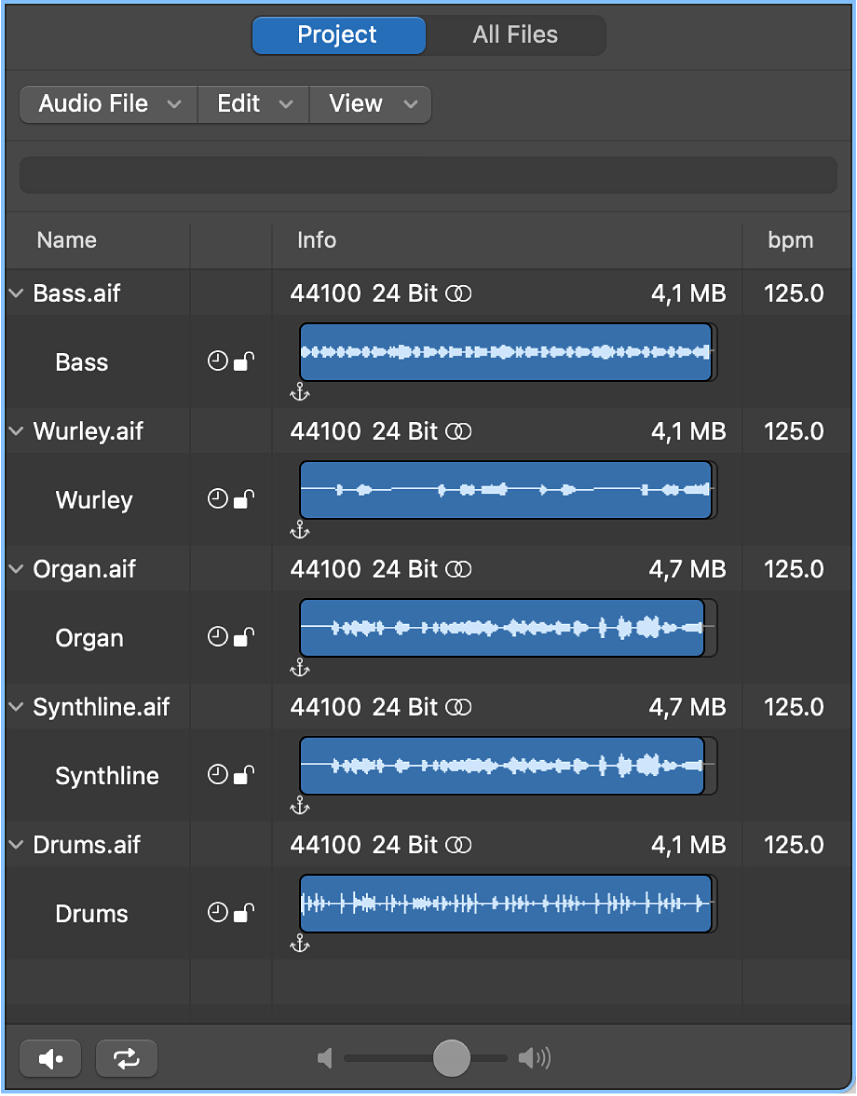 Figure. Navigateur audio du projet.