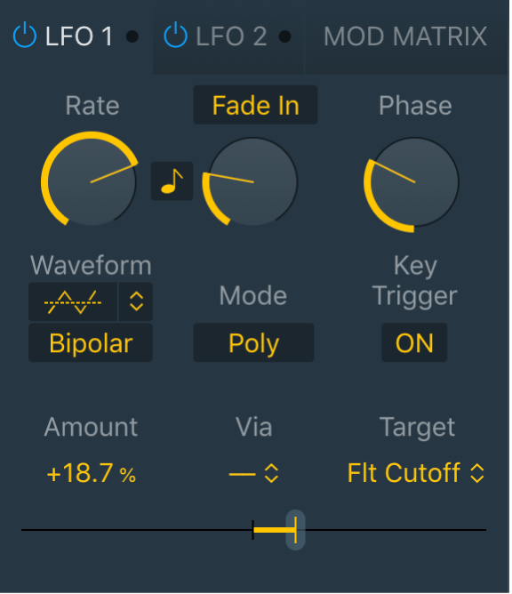 図。Quick SamplerのLFOパラメータ。