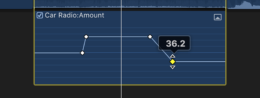 A keyframe being dragged in the Audio Animation editor to change the parameter value