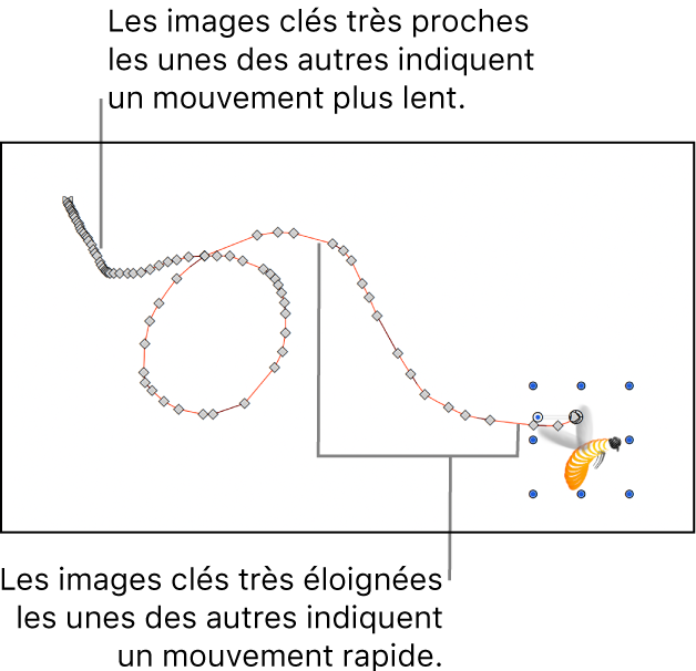 Canevas affichant une trajectoire d’animation tracée manuellement