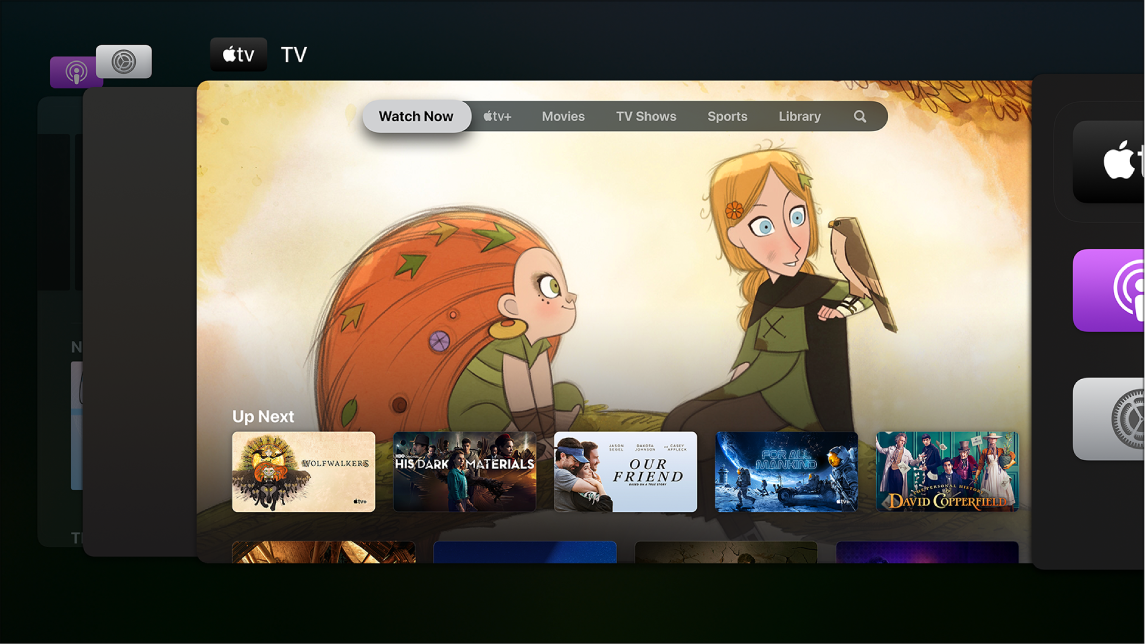 Layar Apple TV menampilkan Pengalih App