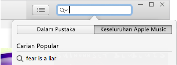 Medan carian untuk Apple Music.