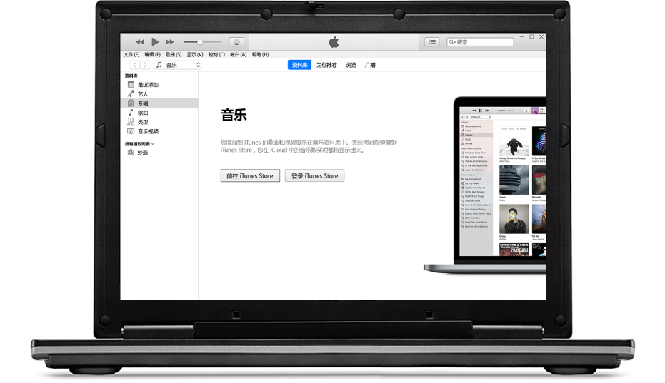 显示空白的新 iTunes 资料库的 PC。