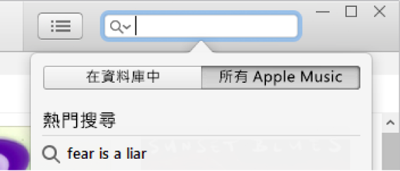 Apple Music 的搜尋欄位。
