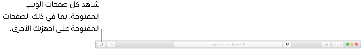 شريط الأدوات ويظهر فيه زر "إظهار العرض العام لعلامات التبويب".