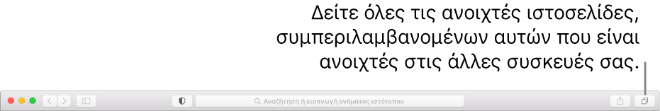 Η γραμμή εργαλείων, όπου φαίνεται το κουμπί «Εμφάνιση Επισκόπησης καρτελών».