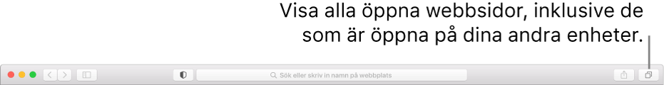 Verktygsfältet som visar knappen Visa alla flikar.