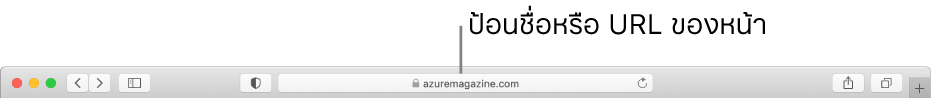 ช่องค้นหาอัจฉริยะของ Safari ที่ซึ่งคุณสามารถป้อนชื่อหรือ URL ของหน้าเว็บได้