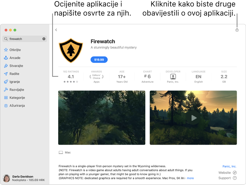 Ocjene kupaca za aplikaciju u trgovini App Store.