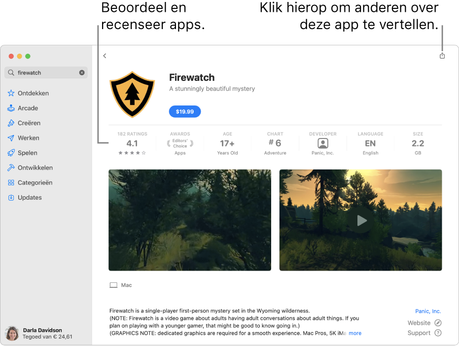 Beoordelingen van klanten voor een app in de App Store.