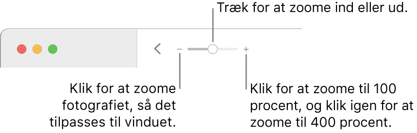 Værktøjslinjen, der viser zoomværktøjer.