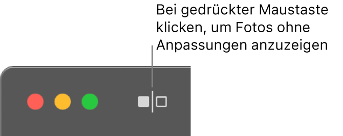 Die Taste „Ohne Anpassungen“ neben den Steuerelementen in Fenstern oben links im Fenster