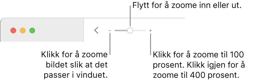 Verktøylinjen med zoomkontroller.