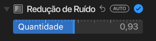 O controle Redução de Ruído no painel Ajustes.