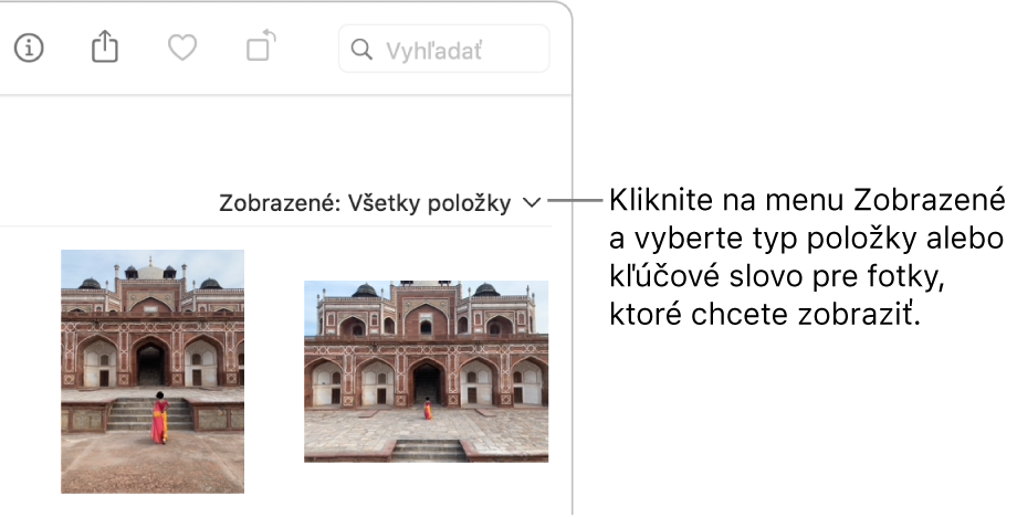 Zobrazovacie vyskakovacie menu je nastavené tak, aby zobrazovala všetky položky.