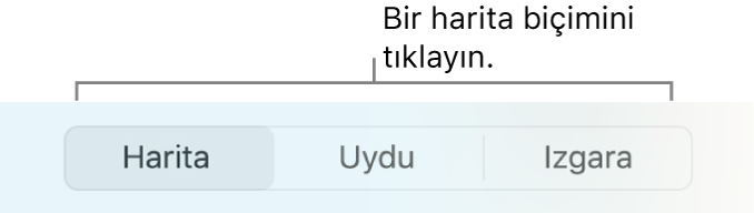 Harita, Uydu ve Izgara düğmeleri.