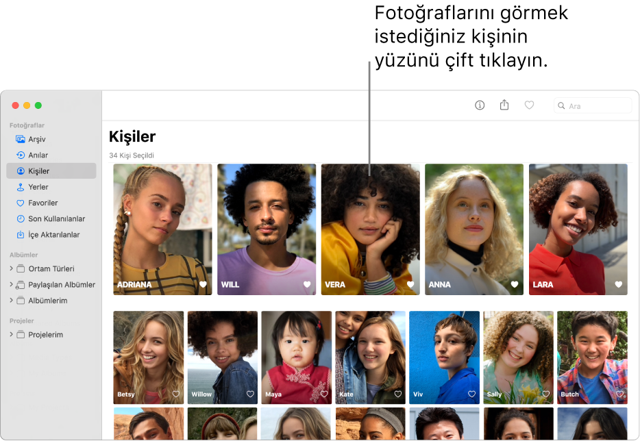 Kişiler albümündeki yüzler.