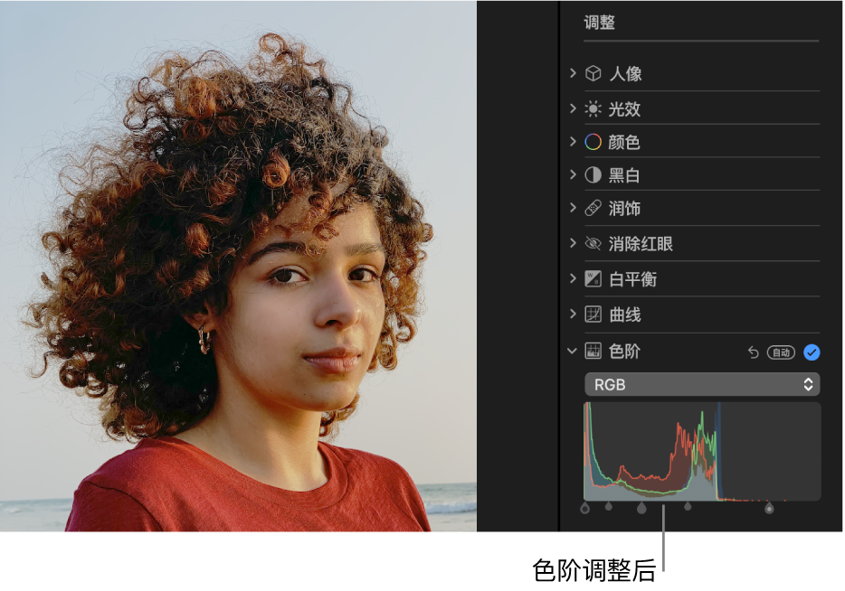 色阶调整后的照片。