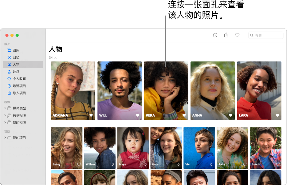 “人物”相簿中的面孔。