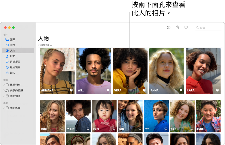 「人物」相簿中的面孔。