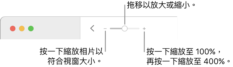 顯示縮放控制項目的工具列。