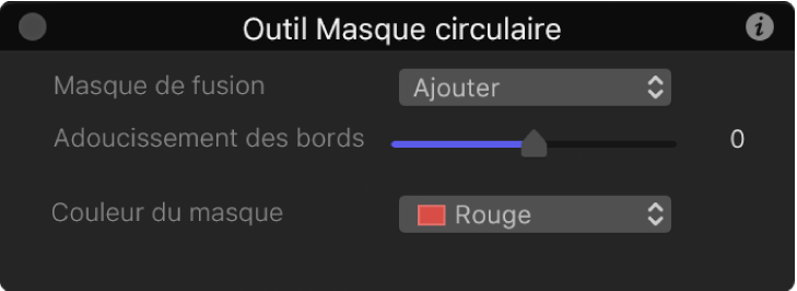 Palette de l’outil Masque circulaire