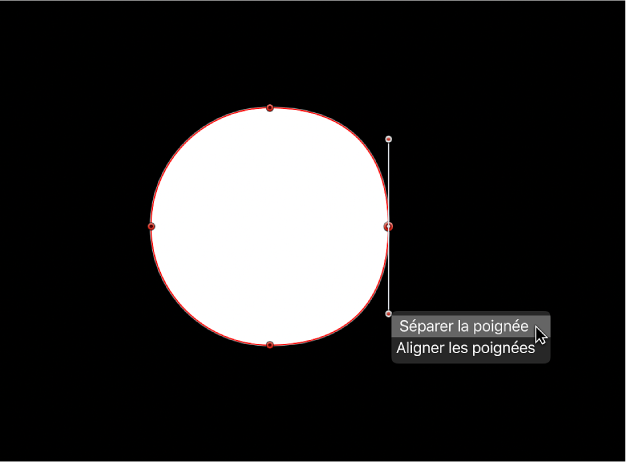 Menu contextuel Séparer la poignée/Aligner les poignées