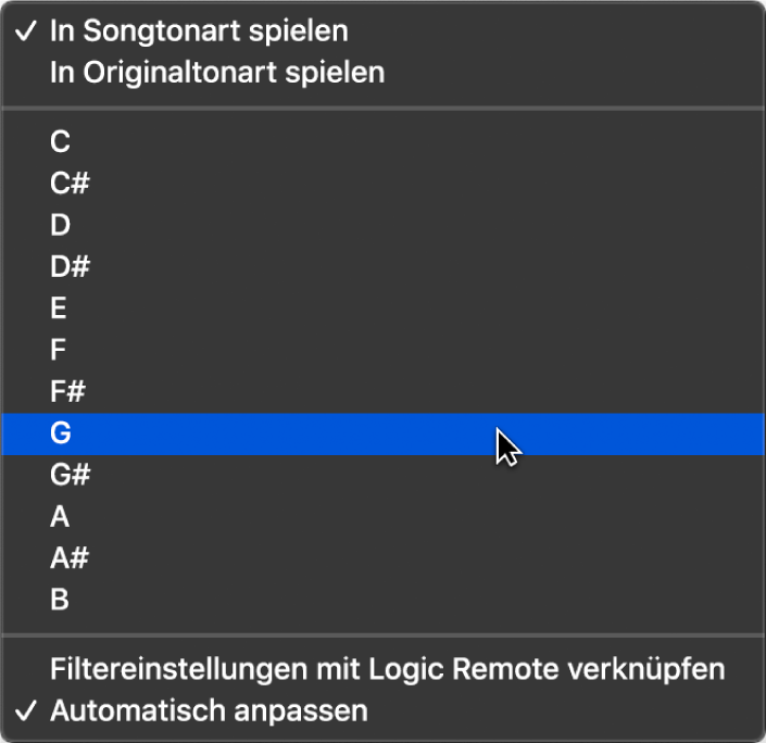 Abbildung. Aktionsmenü